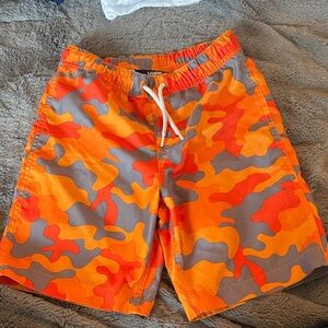 Lands' End  Vibrant Orange and Gray Camo Board Shorts